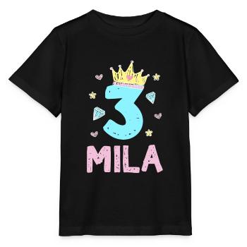 3. Geburtstag Mila Ich Bin 3 Jahre Prinzessin - Stanley/Stella Kinder T-Shirt MINI CREATOR  - Schwarz - Vorne - Mikhail (115cm)