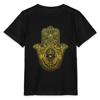 Porte-bonheur Talisman Hamsa Hand Mandala cadeau - T-shirt bio MINI CREATOR Stanley/Stella Enfant - noir - Devant - Mikhail (115cm)