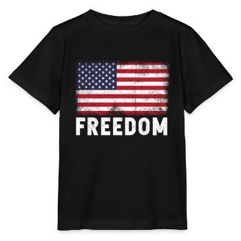 Freedom American Flag - T-shirt bio MINI CREATOR Stanley/Stella Enfant - noir - Devant - Mikhail (115cm)