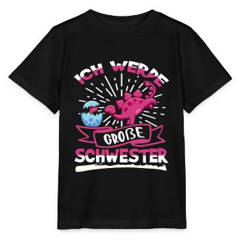 Ich werde Große Schwester Geschenk Dino - Stanley/Stella Kinder T-Shirt MINI CREATOR  - Schwarz - Vorne - Mikhail (115cm)
