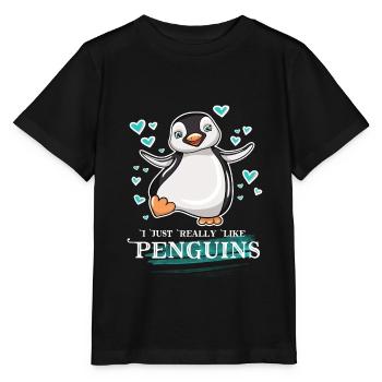 I Just Really Like Penguins - Stanley/Stella MINI CREATOR Kids’ T-Shirt - black - Front - Mikhail (115cm)