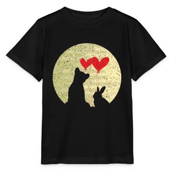 Niedliches Häschen-Bärn-Liebe Ring Ehe Beziehung - Stanley/Stella Kinder T-Shirt MINI CREATOR  - Schwarz - Vorne - Mikhail (115cm)