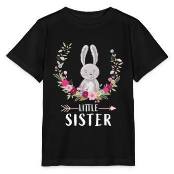 Little sister - Lillesøster Blomster Krans Gave - Stanley/Stella T-shirt MINI CREATOR til børn - sort - Foran - Mikhail (115cm)