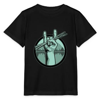 Schlagzeug Drumsticks - Stanley/Stella Kinder T-Shirt MINI CREATOR  - Schwarz - Vorne - Mikhail (115cm)