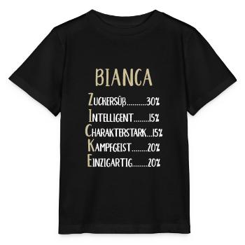 Bianca Namenstag Vorname Bianca Geschenk Name - Stanley/Stella Kinder T-Shirt MINI CREATOR  - Schwarz - Vorne - Mikhail (115cm)