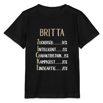 Britta Namenstag Vorname Britta Geschenk Name - Stanley/Stella Kinder T-Shirt MINI CREATOR  - Schwarz - Vorne - Mikhail (115cm)