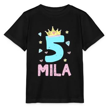 5. Geburtstag Mila Ich Bin 5 Jahre Prinzessin - Stanley/Stella Kinder T-Shirt MINI CREATOR  - Schwarz - Vorne - Mikhail (115cm)