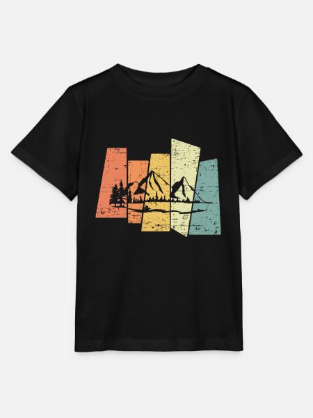 Retro Berglandschaft Berge Vintage - Stanley/Stella Kinder T-Shirt MINI CREATOR  - Schwarz