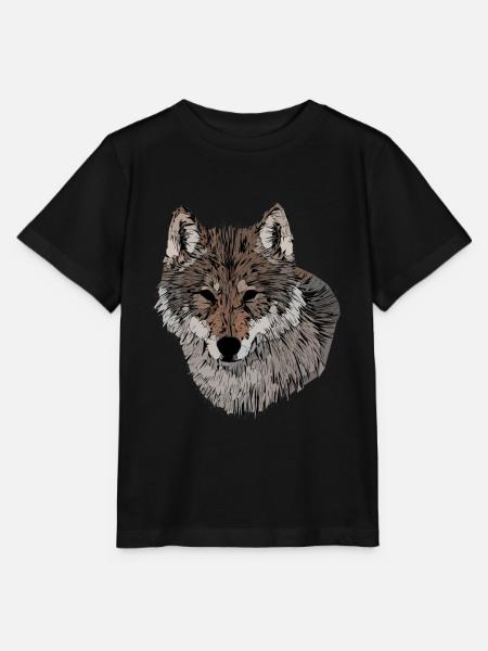 Wolf Tier Motiv Raubtier Tiergesicht Wolfsmotiv - Stanley/Stella Kinder T-Shirt MINI CREATOR - Schwarz