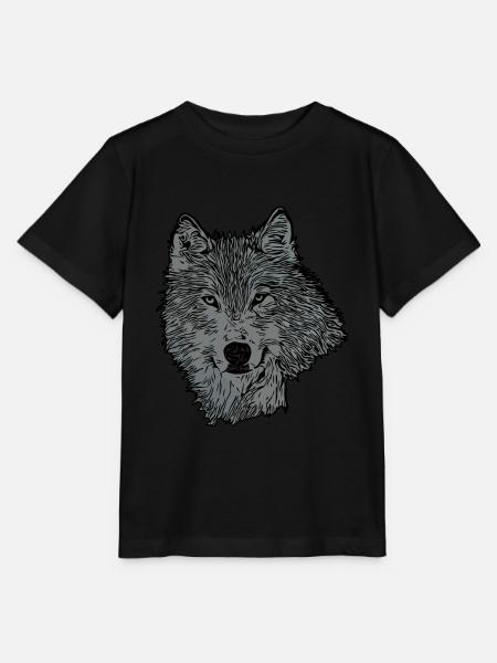 Wolf Tier Motiv - Stanley/Stella Kinder T-Shirt MINI CREATOR - Schwarz