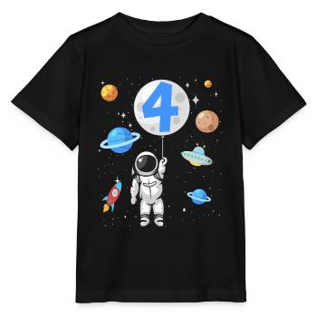 Astronaute fusée 4ème anniversaire de l’espace 4 ans - T-shirt bio MINI CREATOR Stanley/Stella Enfant - noir - Devant - Mikhail (115cm)