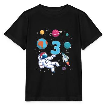 Astronaute fusée 3ème anniversaire de l’espace 3 ans - T-shirt bio MINI CREATOR Stanley/Stella Enfant - noir - Devant - Mikhail (115cm)