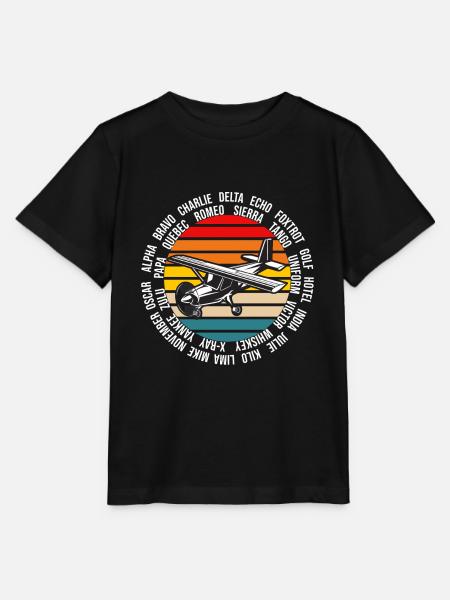 International Pilot's Alphabet Aviation Hobby Pilo - Stanley/Stella Kinder T-Shirt MINI CREATOR - Schwarz