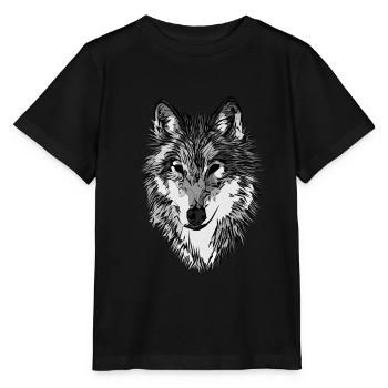 Wolf motif Predator Wolf Animal motif - Stanley/Stella MINI CREATOR Kids’ T-Shirt - black - Front - Mikhail (115cm)