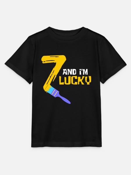 7 Jahre Glückszahl 7 Nummer Sieben - Stanley/Stella Kinder T-Shirt MINI CREATOR  - Schwarz