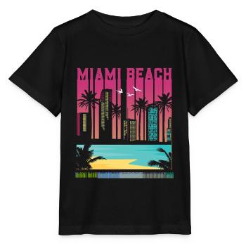 Miami Beach Skyline - Florida Beach View - Stanley/Stella MINI CREATOR Kids’ T-Shirt - black - Front - Mikhail (115cm)