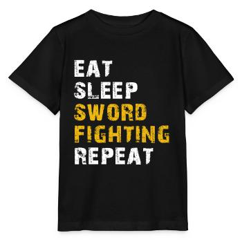 schlaf essen Schwertkampf - Stanley/Stella Kinder T-Shirt MINI CREATOR  - Schwarz - Vorne - Mikhail (115cm)