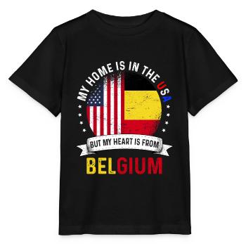Belgian American Flag Belgian Roots USA Citizen - Stanley/Stella Kinder T-Shirt MINI CREATOR  - Schwarz - Vorne - Mikhail (115cm)