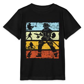 Firefighter Firefighter Firefighter Retro - Stanley/Stella MINI CREATOR Kids’ T-Shirt - black - Front - Mikhail (115cm)