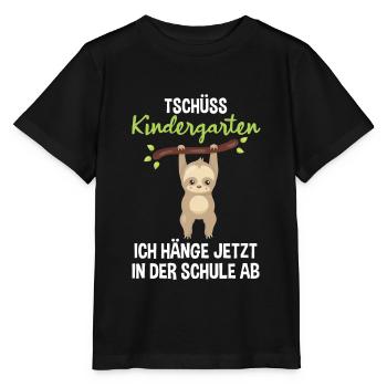 Einschulung Schulbeginn 1. Klasse Faultier Spruch - Stanley/Stella Kinder T-Shirt MINI CREATOR  - Schwarz - Vorne - Mikhail (115cm)