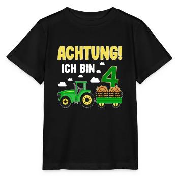 Traktor 4. Geburtstag Weg frei ich bin schon 4 - Stanley/Stella Kinder T-Shirt MINI CREATOR  - Schwarz - Vorne - Mikhail (115cm)