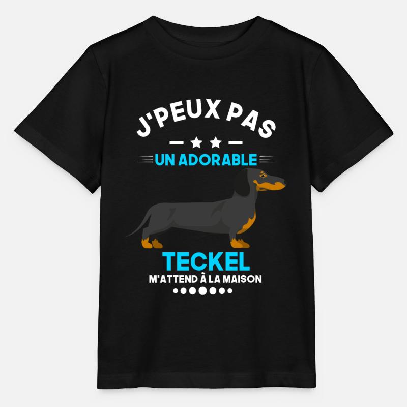 Teckel |Je Peux Pas | Races de Chiens Drôles - T-shirt bio MINI CREATOR Stanley/Stella Enfant - noir