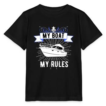Boot Regatta . Motorboot Motoryacht . Yacht Segeln - Stanley/Stella Kinder T-Shirt MINI CREATOR  - Schwarz - Vorne - Mikhail (115cm)