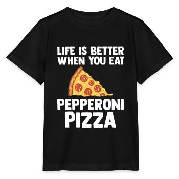 Life is better with pepperoni pizza loved - Stanley/Stella MINI CREATOR Kids’ T-Shirt - black - Front - Mikhail (115cm)
