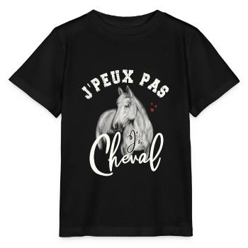 J'Peux Pas J'ai Cheval | Chevaux d'équitation - T-shirt bio MINI CREATOR Stanley/Stella Enfant - noir - Devant - Mikhail (115cm)