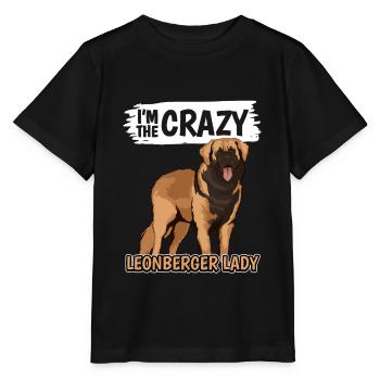 Leonberger I'm The Crazy Leonberger Lady - Stanley/Stella Kinder T-Shirt MINI CREATOR  - Schwarz - Vorne - Mikhail (115cm)