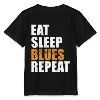 Blues Eat Sleep Blues Repeat - Stanley/Stella Kinder T-Shirt MINI CREATOR  - Schwarz - Vorne - Mikhail (115cm)
