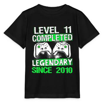 Kids Level 11 Years Gaming Birthday Gamer - Stanley/Stella MINI CREATOR Kids’ T-Shirt - black - Front - Mikhail (115cm)