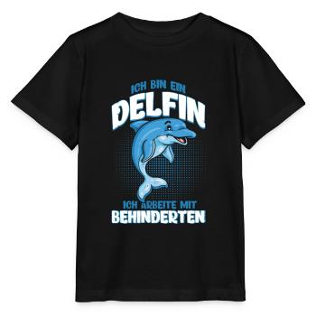 Delfin Behindert Sarkasmus Lustiger Spruch - Stanley/Stella Kinder T-Shirt MINI CREATOR  - Schwarz - Vorne - Mikhail (115cm)