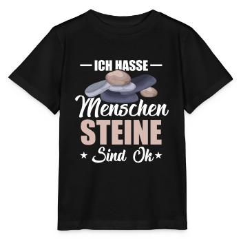 Ich Hasse Menschen Steine Sind Ok Stein - Stanley/Stella Kinder T-Shirt MINI CREATOR  - Schwarz - Vorne - Mikhail (115cm)