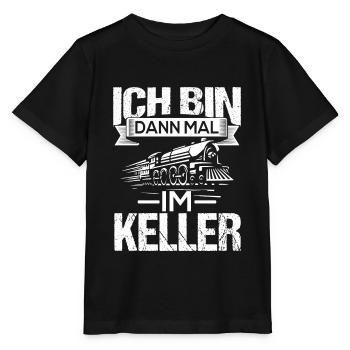 Ich bin dann mal im Keller zug lokführer - Stanley/Stella Kinder T-Shirt MINI CREATOR  - Schwarz - Vorne - Mikhail (115cm)