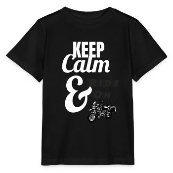 Keep Calm and Ride on - T-shirt bio MINI CREATOR Stanley/Stella Enfant - noir - Devant - Mikhail (115cm)
