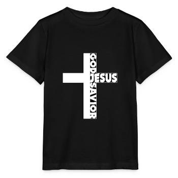 Jesus Cross Messiah God the Savior - Stanley/Stella MINI CREATOR Kids’ T-Shirt - black - Front - Mikhail (115cm)