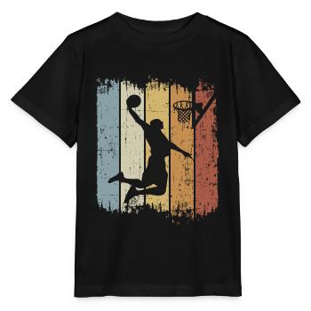 Retro Vintage Basketball für Basketballspieler - Stanley/Stella Kinder T-Shirt MINI CREATOR  - Schwarz - Vorne - Mikhail (115cm)