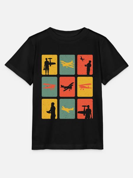 Retro Modellflug Modellflieger Modellflugzeug - Stanley/Stella Kinder T-Shirt MINI CREATOR - Schwarz
