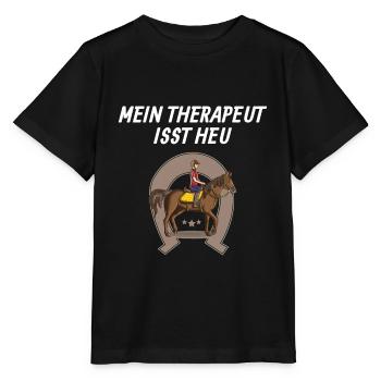 Pferdesprüche Reiten Mein Therapeut isst Heu - Stanley/Stella Kinder T-Shirt MINI CREATOR  - Schwarz - Vorne - Mikhail (115cm)