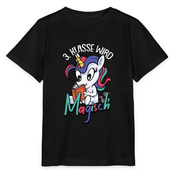 3. Klasse Schule Grundschule Einhorn Geschenk - Stanley/Stella Kinder T-Shirt MINI CREATOR  - Schwarz - Vorne - Mikhail (115cm)