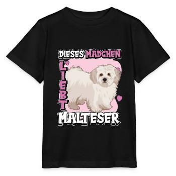 Malteser Dieses Mädchen liebt Malteser - Stanley/Stella Kinder T-Shirt MINI CREATOR  - Schwarz - Vorne - Mikhail (115cm)