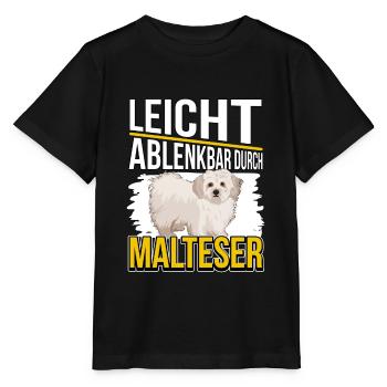 Malteser Leicht ablenkbar durch Malteser - Stanley/Stella Kinder T-Shirt MINI CREATOR  - Schwarz - Vorne - Mikhail (115cm)