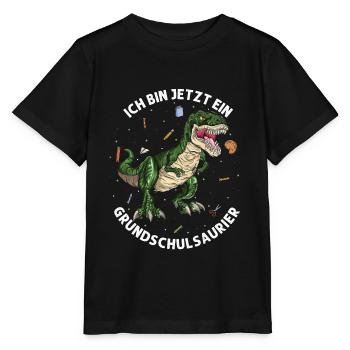 GRUNDSCHULSAURIER Einschulung Schulkind Dino T Rex - Stanley/Stella Kinder T-Shirt MINI CREATOR  - Schwarz - Vorne - Mikhail (115cm)