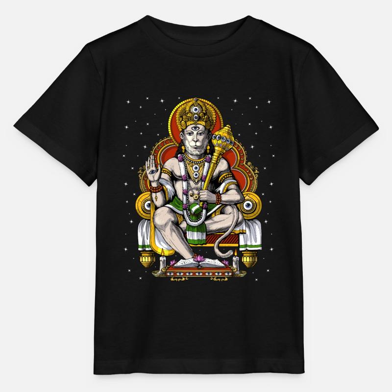 Dieu hindou psychédélique Hanuman - T-shirt bio MINI CREATOR Stanley/Stella Enfant - noir