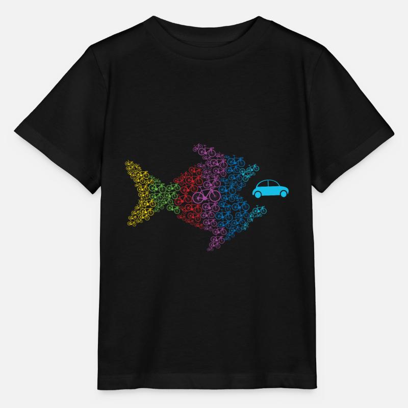 Retro Bicycle Fish Eats Car Bicycle Lover Cyclists - T-shirt bio MINI CREATOR Stanley/Stella Enfant - noir