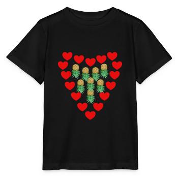 Ananas avec des cœurs pour les échangistes et les couples - T-shirt bio MINI CREATOR Stanley/Stella Enfant - noir - Devant - Mikhail (115cm)
