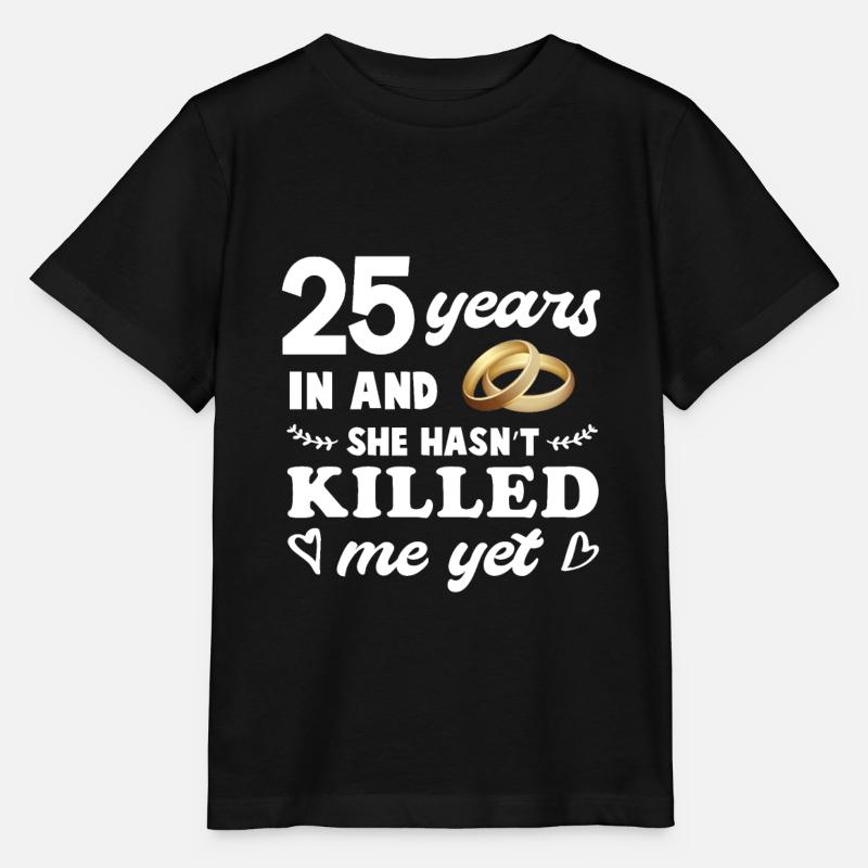 Cadeau de noces d'argent d'anniversaire de mariage 25 ans - T-shirt bio MINI CREATOR Stanley/Stella Enfant - noir