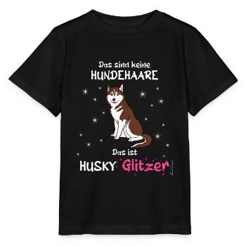 Keine Hundehaare das ist Husky Glitzer - Stanley/Stella Kinder T-Shirt MINI CREATOR  - Schwarz - Vorne - Mikhail (115cm)