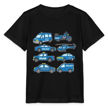 Police Cars Emergency Vehicle Cop Police - Stanley/Stella Kinder T-Shirt MINI CREATOR  - Schwarz - Vorne - Mikhail (115cm)